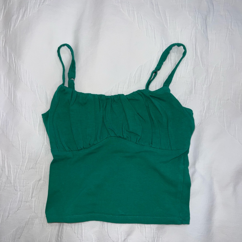 Green spaghetti strap top